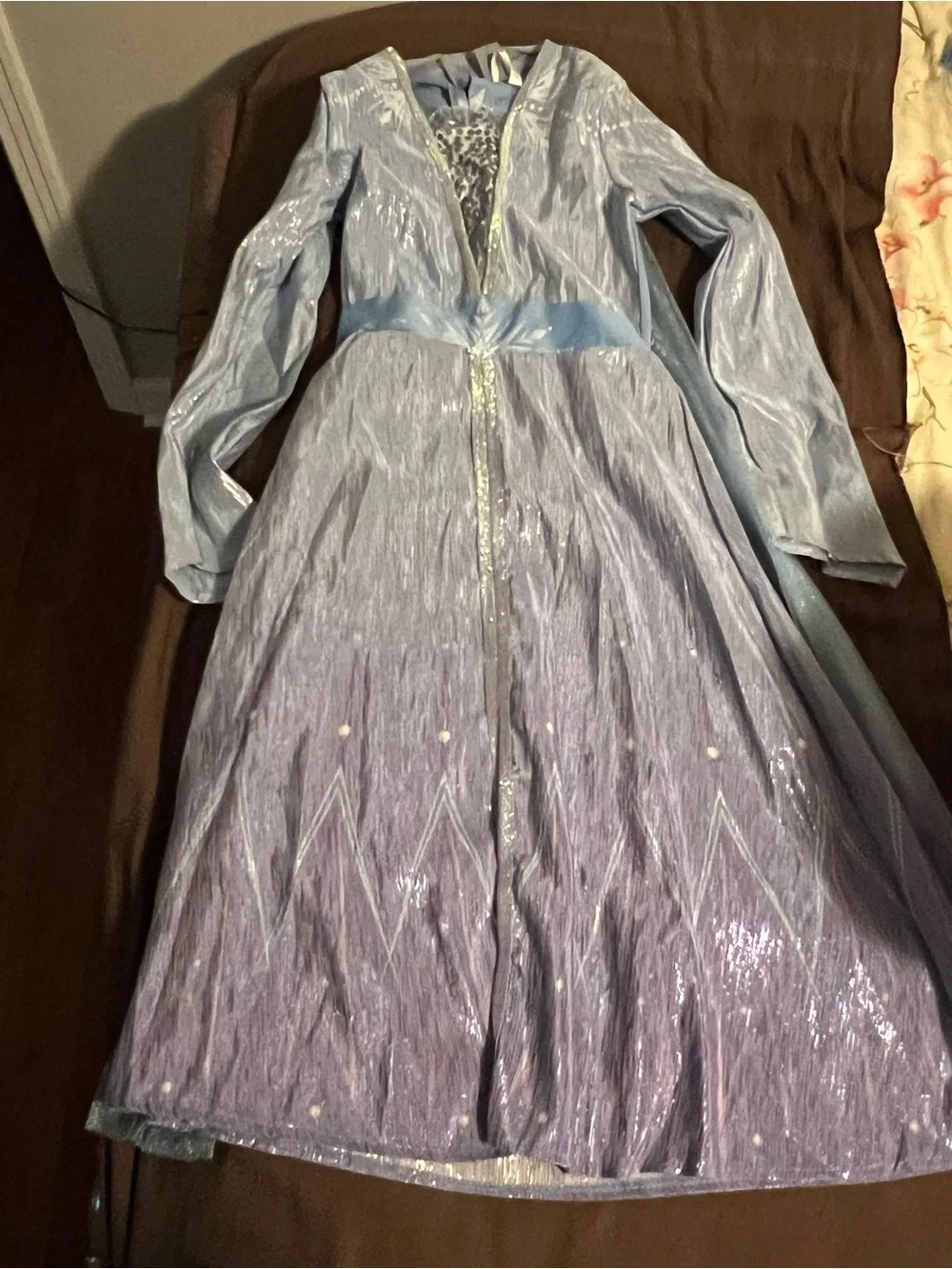 Girls Frozen Elsa Princess Dress Costume Blue Purple Long Sleeve Sparkle 7/8